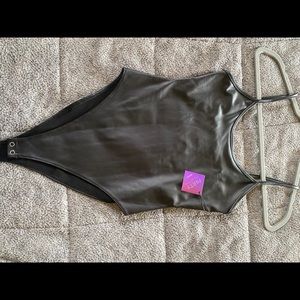 Faux Leather Bodysuit